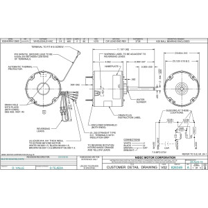 US Motors 3736 1/4 Hp 1075 rpm, 6 poles, 1 shaft, TEAO Enclosure, 1 speed, 5.6 diameter, CW, Lead End Reversible 460 V, 60 hz, 1 ph, 7.5 mfd/370 VAC Run Capacitor K055TDS8457014B