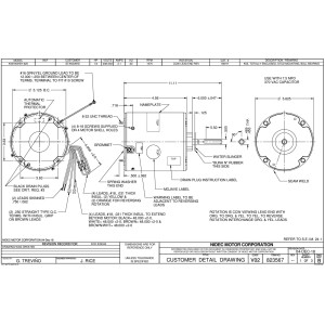 US Motors Mojave 1/3 hp 1075 rpm, 6 poles, 1 shaft, TEAO Enclosure, 1 speed, 5.6 diameter, CCW, Lead End, Reversible, 208-230 V, 60 hz, 1 ph, 7.5 mfd/370 VAC Run Capacitor 1861H K055WEH0625012B