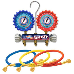 Uniweld A2LSM5H Juego Manometro Spirit R-32/R-454B/R-448A/R-410A Fahrenheit psi, Mangueras 5 pies   