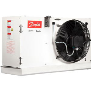 Danfoss 114U0036 Evaporator Optyma MBP R404 43.5K Btu/hr at 25F SST Air Defrost 6FPI High Profile 2 x ECM fans DACC RX H0615.1A4/A2H 380-480 V/3 Ph/50-60 Hz  