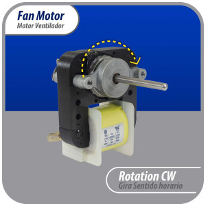 Appli Parts APFM-55 18 W Fan Motor, 110 V, 50/60 Hz, 0.38 A, 3000 rpm, CW rotation Universal replacement intended for Refrigerator Evaporator, Blade not included replaces original part numbers WR60X203, 305540, PS304745, WR60X0191, WR60X0203, WR60X191 and