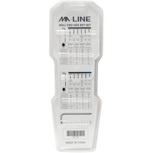 MA-Line MA-YT09 Llaves tipo Allen Set 9 piezas 1/16, 5/64, 3/32, 1/8, 5/32, 3/16, 1/4 5/16, 3/8 pulg 1.5, 2.0, 2.5, 3.0, 4.0, 5.0, 6.0, 8.0, 10.0 mm 