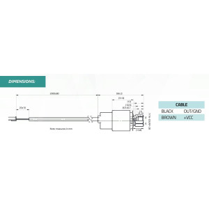 Full Gauge SB68-232A Pressure Transducer, 1/4 in SAE Male, 0-232 psi (0-16 bar), Supply 0.5-4.5 VDC, Output 4-20mA, Temp Range -40 to 176 F (-40 to 80 C)