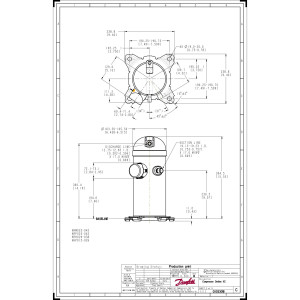 Danfoss HRH040U4LP6 3.3 tons 40,000 btu/h R410A Scroll Compressor for Air conditioning 380-415/3/50, 460/3/60 (V/Ph/Hz) Discharge 1/2 in, Suction 7/8 in, ODF, PVE Oil  121L1211, 121L1208
