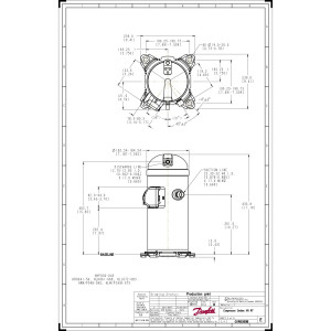 Danfoss HLH068T2LC6A 5.7 tons 68.000 btu/h R410A Compresor Scroll para Aire Acondicionado 208-230/3/60 (V/Ph/Hz) Descarga 1/2 pulg, Succion 7/8 pulg, ODF, Aceite PVE 121L1481, 121L1478, 121L8573