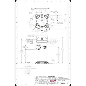 Danfoss HRH051U4LP6A 4.3 tons 51,000 btu/h R410A Scroll compressor for Air conditioning 380-415/3/50, 460/3/60 (V/Ph/Hz) Discharge 1/2 in, Suction 7/8 in, ODF, PVE Oil 121L1371, 121L1368, 121L8611