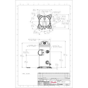 Danfoss MLZ048T2LQ9A 6.5 HP MBP Scroll Compressor for Refrigeration 208-230/3/60 (V/Ph/Hz) R404, R407, R507, R452, R134, R513, R22, R448, R449 Rotolock Valves V05, V04, POE Oil 121L8807