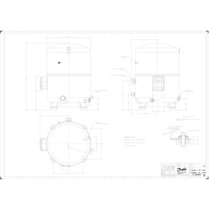 Danfoss MTZ160HW3VE 13HP R404,R407,R134,R448, MBP Reciprocating Refrigeration Compressor 200-230/3/60 (V/Ph/Hz),Discharge 1-1/4 in V04, Suction 1-3/4 in V02, Rotolock,POE Oil, MTZ160-3V