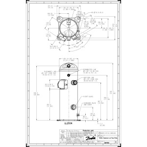 Danfoss LLZ034T4LQ9A 10 HP LBP Refrigeration Scroll Compressor 380-415/3/50 460/3/60 (V/Ph/Hz), R404A, R452A, R448A, R449A, Rotolock Connections, 121L9542, 121L9520, 121L8464, 121L9543, 121L8463