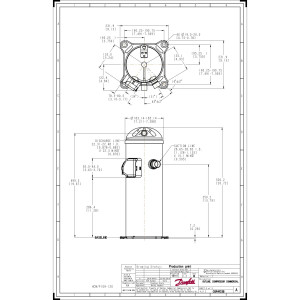 Danfoss HCP120T4LC6 10 tons 120.000 btu/h R407C Compresor Scroll para Aire Acondicionado380-415/3/50, 460/3/60 (V/Ph/Hz) Descarga 7/8 in, Succion 1-1/8 in, ODF, Aceite PVE 121L0401, 121L0398