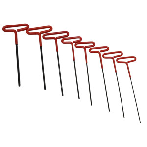 MA-Line MA-1202 Set de Llaves Hexagonales con Mango T, 9 pulg, 3/32, 7/64, 1/8, 9/64, 5/32, 3/16, 7/32, 1/4 pulg