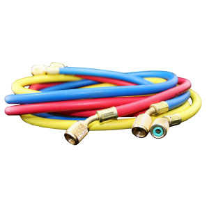 Appli Parts APMG-H60630 150 cm Lagrgo 1/4 pulg SAE, 3 Mangueras Manometro, Multiple Refrigerante, Rango de Presion 600-3000 psi para uso en Sistemas de Refrigeracion y Aire Acondicionado