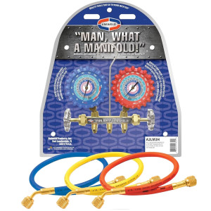 Uniweld A2LM3H Juego Manometro R-32/R-454B/R-448A/R-410A Fahrenheit psi, Mangueras de 3 pies   