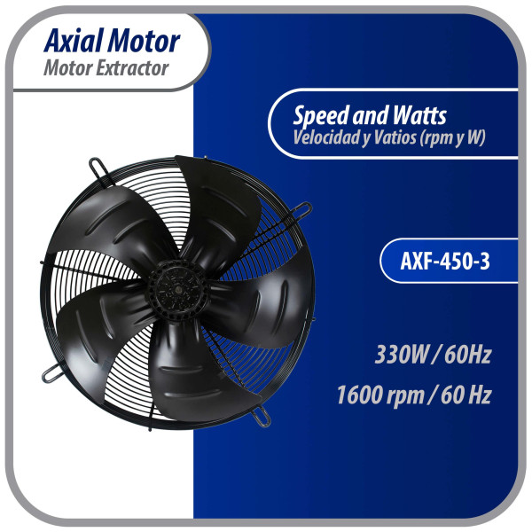 Appli Parts AXF-450-4 17-3/4 in Axial Fan Motor Guard Mounted Fan Blade 220-440 V, 3 Ph, 50-60 Hz, 300 W, 1600 rpm, Universal replacement for Cold Room Evaporators and Condensing Units, Work Temp -22 F to 140 F Appli Parts AXF-450-4 17-3/4 in Axial Fan Motor Guard Mounted Fan Blade 220-440 V, 3 Ph, 50-60 Hz, 300 W, 1600 rpm, Universal replacement for Cold Room Evaporators and Condensing Units, Work Temp -22 F to 140 F