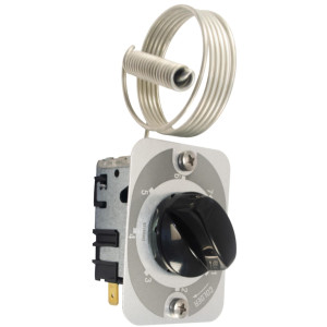 Danfoss 077B7339 Thermostat Refrigerators Automatic Defrost control 077B6909 Cold Cut-in 41F Cold cut-out 10.4F Warm Cut-in 41F Warm Cut-out 22.46F Capillary tube length 47.2in  B6 (Industrial Pack)