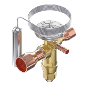 Danfoss 067N6403 10TR Valvula de Expansion Termostatica, TGE, R454B, 5/8x7/8 pulg Soldable, ODF, 1/4 pulg Ecualizacion Externa, Bi-flow, -40 a 10 C
