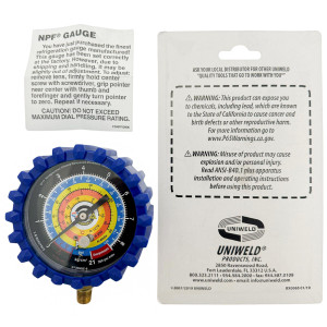Uniweld G730NSD-5 Manifold Gauge Blue, Low R-600a,R-290,R-1270, 3-1/8 in