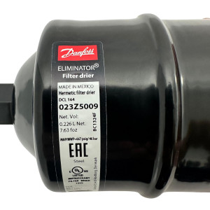 Danfoss 023Z5009 1/2in Liquid Line Refrigerant AC Filter Drier hvac refrigeration Flare 6.7-10tons Unidirectional 6-7/8in Long 3-1/8in Wide DCL 164