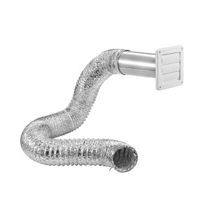 Lambro 1379W Dryer Exhaust Wall Louvered Vent Kit 4 inch x 8 ft