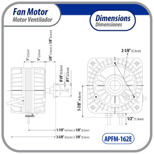 Appli Parts APFM-162E Motor Ventilador 16W Condensador y Evaporador 220V 60Hz 0.5A, Incluye Aspa de Aluminio de 25cm y Base de Montaje, Repuesto Universal para Equipos de Refrigeracion Comercial