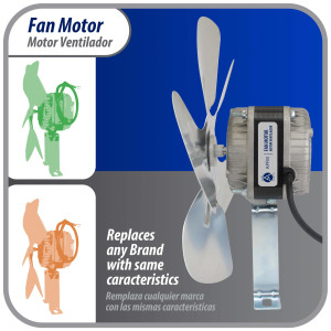 Appli Parts APFM-162E Motor Ventilador 16W Condensador y Evaporador 220V 60Hz 0.5A, Incluye Aspa de Aluminio de 25cm y Base de Montaje, Repuesto Universal para Equipos de Refrigeracion Comercial
