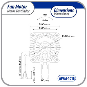 Appli Parts APFM-101E Motor Ventilador 10W Condensador y Evaporador 115V 60Hz 0.65A, Incluye Aspa de Aluminio de 23cm y Base de Montaje, Repuesto Universal para Equipos de Refrigeracion Comercial