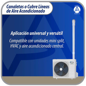 Appli Parts APLC-SET110 Cobertor para Lineas de Aire Acondicionado Juego de 100mm ancho, incluye 2 Rectas, 1 Acople,1 Tapa Pared, 1 Tapa  