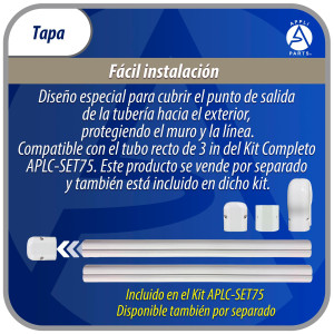 Appli Parts APLC-K75 Ducto Pared Lineas de Aire Acondicionado Tapa 75mm