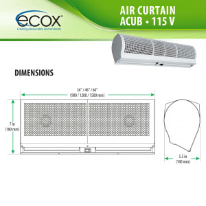 ecox ACUB12CA Air Curtain 48 in, 110 V, 60 Hz, 1 Ph, 130 W. For Residential or Commercial Use   