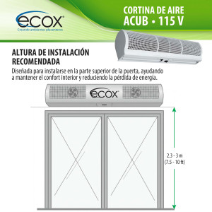 ecox ACUB09CA Cortina de Aire de 90 cm, 110 V, 60 Hz, 1 Ph, 100 W. Para uso Residencial o Comercial