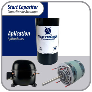 Appli Parts CON-100-110 Capacitor de Arranque 100-120 MFD (microfaradios) uF, 110-125 VAC. Universal para Motores Electricos, condensador de arranque de 3.7 cm de Diametro, 7 cm de Alto