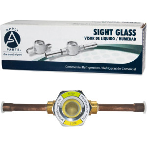 Appli Parts APSG-14S Visor de Liquido 1/4 pulg Indicador de Humedad con conexiones Soldable con cuerpo extraible para Sistemas de Refrigeracion y Aire Acondicionado compatible con refrigerantes CFC, HCFC, HFC