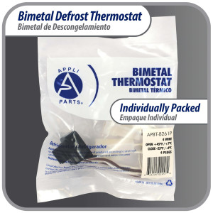 Appli Parts APBT-B261P Bimetal Thermostat Mabe Type 4 Wire Open 45 F and Close 25 F 4 plugs Reference BIM-261 / Atlas Millenium / Innovation / Thermodisc