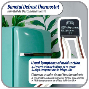 Appli Parts APBT-B261P Bimetal Thermostat Mabe Type 4 Wire Open 45 F and Close 25 F 4 plugs Reference BIM-261 / Atlas Millenium / Innovation / Thermodisc