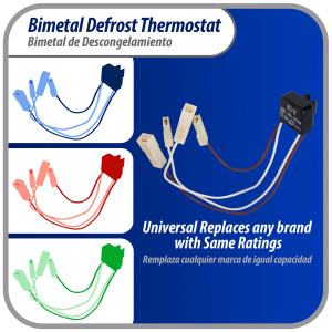 Appli Parts APBT-B261P Bimetal Thermostat Mabe Type 4 Wire Open 45 F and Close 25 F 4 plugs Reference BIM-261 / Atlas Millenium / Innovation / Thermodisc