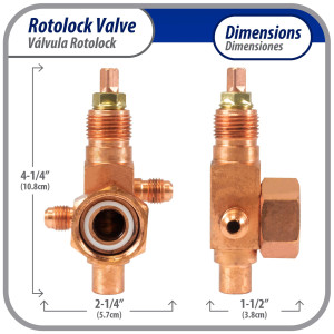 Appli Parts APRV-VA01 Valvula Rotolock V01 1 pulg x 3/8 pulg Soldable con puertos de acceso de 1/4 pulg Universal para sistemas de refrigeracion y aire acondicionado Appli Parts APRV-VA01 Valvula Rotolock V01 1 pulg x 3/8 pulg Soldable con puertos de acceso de 1/4 pulg Universal para sistemas de refrigeracion y aire acondicionado