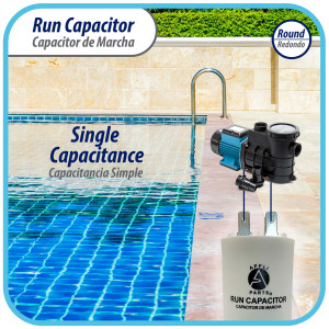 Appli Parts Condensador Capacitor de Marcha 30 Mfd uF (microfaradios) 250VAC CBB60 Cuerpo plastico para bombas de agua y otras aplicaciones Redondo UL E476928 8.5 cm Alto 4 cm Ancho CON-15-250-P