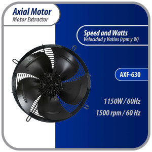 Appli Parts AXF-630-1 24-3/4 in Axial Fan Motor Guard Mounted Fan Blade 220V, 1 Ph, 50-60Hz, 1150W, 1500 rpm, Universal replacement for Cold Room Evaporators, Condensing Units, Work Temp -22F to 140F