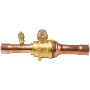 Appli Parts APBV-078 Valvula de Cierre 7/8 pulg tipo Bola de conexion soldable con puerto de servicio SAE de 1/4 de pulg presion maxima de trabajo 610 psi temperaturas de -30 C a 120 C longitud total 200 mm