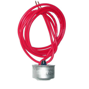 Appli Parts APBT-L60C Bimetal Thermostat 2 Wire, Open 60 F and Close 40 F, With Clip, red and red colored wires, Reference BIM-60 / Thermodisc Appli Parts APBT-L60C Bimetal Thermostat 2 Wire, Open 60 F and Close 40 F, With Clip, red and red colored wires, Reference BIM-60 / Thermodisc