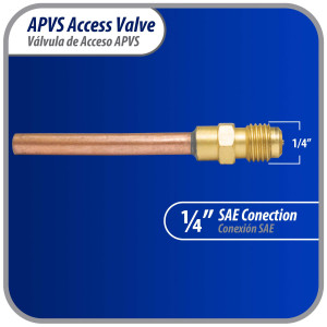 Appli Parts 10 unidades Valvula de acceso de 1/4 SAE x 1/4 pulg OD x con vastago de cobre de 5cm de largo con nucleo y tapa de laton con removedor de nucleo y empacadura APVS-14142K10