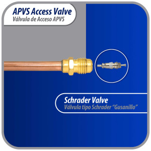 Appli Parts APVS-14142K10 10 Pack 1/4 in SAE Access Schrader Valve x 1/4 ODF x 2 in Copper Stem with Valve Core and Cap with gasket and core remover for AC and refrigeration systems