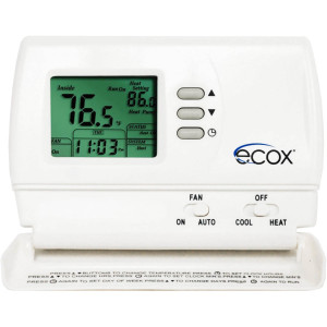 ecox Single Stage Thermostat, Non-Programmable, Cooling and Heating, 24 Volts or Battery Operated TEDIBNXXSV1