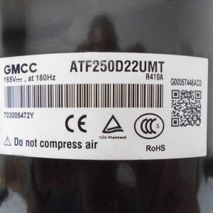 GMCC Compressor Rotary Inverter ATF250D22UMT R-410a 11103020000319
Fits:  EIVCU036CXXB EIHCU036CXXB EDEM036H18B EDEM030H18B Midea MCHS30PSH2 MCHS36PSH2 MCHSU36CSH2 MOD3030HFN1MR0W MOD3036HFN1MP0W PIAW36180B 700808 DLCSRAH36AAK Carrier Lennox LIHP036000M43