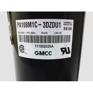GMCC Compressor fixed speed rotary 12.000 Btu 220v/60hz/1ph R410 PA108M1C-3DZDU1 201400601350 11103010000658