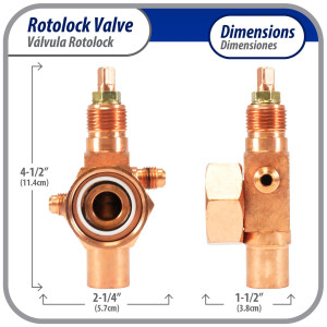 Appli Parts APRV-VA09 Valvula Rotolock V09 1-1/4 pulg x 5/8 pulg Soldable con puertos de acceso de 1/4 pulg Universal para sistemas de refrigeracion y aire acondicionado Appli Parts APRV-VA09 Valvula Rotolock V09 1-1/4 pulg x 5/8 pulg Soldable con puertos de acceso de 1/4 pulg Universal para sistemas de refrigeracion y aire acondicionado