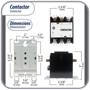 Appli Parts APAC-34024 Contactor 3 Polos 40A 24V Bobina Repuesto para Compresores de CA y Aplicaciones Electricas Certificacion UL E476929 de Trabajo Pesado