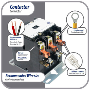 Appli Parts APAC-34024 Contactor 3 Polos 40A 24V Bobina Repuesto para Compresores de CA y Aplicaciones Electricas Certificacion UL E476929 de Trabajo Pesado