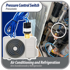 Appli Parts APPS-2580 Lo Pressure Control Switch R22, Open 25 psi, Close 80 psi, 40 in Cable, SPST, 1/4 SAE female connection, Automatic Reset, universal replacement for Air Conditioning Applications