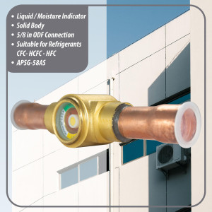 Appli Parts APSG-58AS 5/8 in Sight Glass and liquid moisture indicator Solder connections with Solid Body for HVAC/R installations suitable for CFC HCFC HFC refrigerants